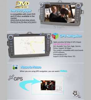 Din 8Car DVD GPS NAV Radio Stereo For Toyota Corolla 2007 2008 2009 