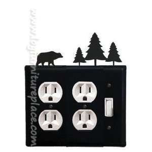 Wrought Iron Bear & Pine Triple Outlet/Outlet/Switch Cover