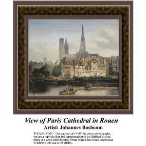  View of Paris Cathedral in Rouen, Cross Stitch Pattern PDF 