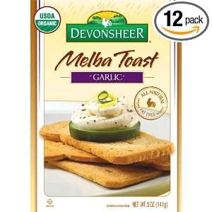 Devonsheer Melba Toast Garlic   Organic, 5 ounces Boxes (Pack of 12 