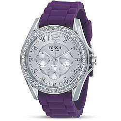  Stainless Steel Case Purple Silicon Strap Watch  