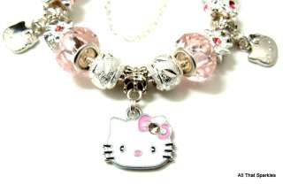 Pink Hello Kitty Child Girl Charm Bead Bracelet  