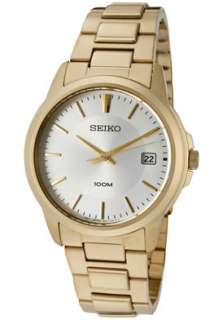 Seiko Watch SGEF56P1 Mens Silver Dial Gold Tone Ion Plated Stainless 