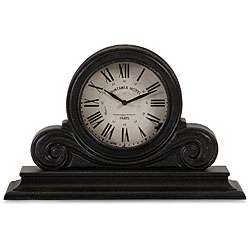 Wood Provence Carved Black Mantle Clock  