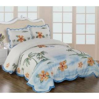 Tropical Turquoise Beach Themed Queen Comforter Set (8 Piece Bed In A 
