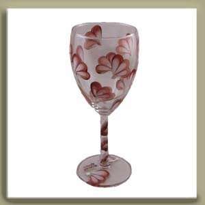  Unique Hand painted Wine Glass   Abby Pattern   Brown 
