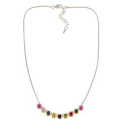 Hermosa Two tone Multi colored Crystal Slide Necklace  