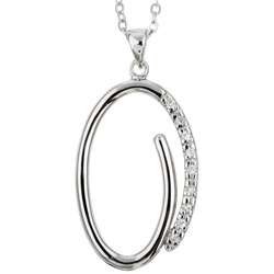 Rhodium plated Cubic Zirconia Oval Necklace  