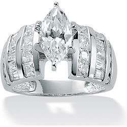 Ultimate CZ Platinum over Sterling Silver Clear Cubic Zirconia Ring 