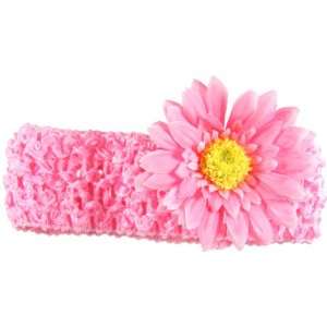  Candy Pink Crochet Headband with Pink Daisy Beauty