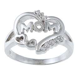La Preciosa Sterling Silver CZ Mom Heart Ring  