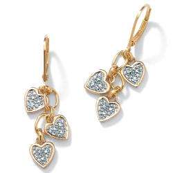 18k Gold over Sterling Silver Diamond Accent Heart Dangle Earrings 