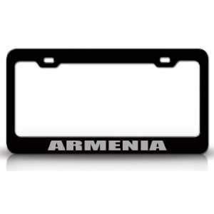 ARMENIA Country Steel Auto License Plate Frame Tag Holder, Black 