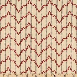 44 Wide Keystone Graph Ticking Stripe Natural/Red Fabric 