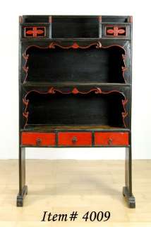 RED BLACK LACQUER ALTAR DISPLAY CABINET Stand Shelf 57  