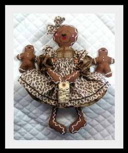 Primitive Raggedy Gingerbread Doll w/Babies~PATTERN #39  