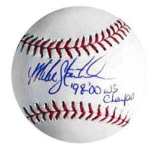  Mike Stanton Autographed Baseball with 99 , 00 WS Champs 