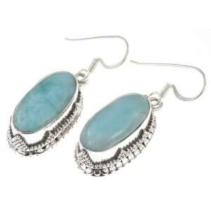    925 Sterling Silver NATURAL LARIMAR Earrings, 1.5, 10.71g Jewelry