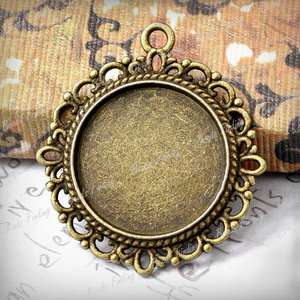 10 fashion Round Charms Cabochon Settings Antique Brass bronze 