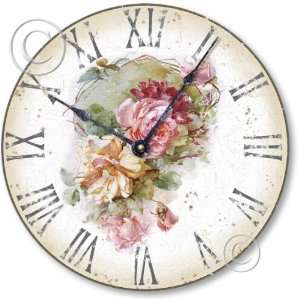  Item C1609 Vintage Style 10.5 Inch Shabby Roses Clock 