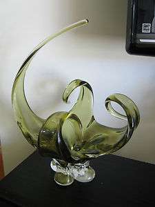Signed CHALET Art Glass Sculpture Dish  