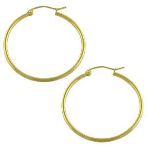  10 Karat Yellow Gold 2x30mm Polished Hoop Earrings 