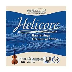  DAddario Helicore Orchestral Bass String Set, 3/4 Scale 