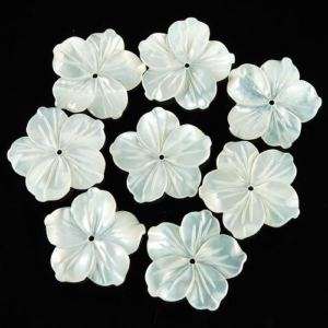 g0022 carved shell flower pendant beads set  