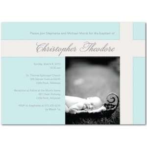 Baptism, Christening Invitations   Crossing Bands Lightest Turquoise 