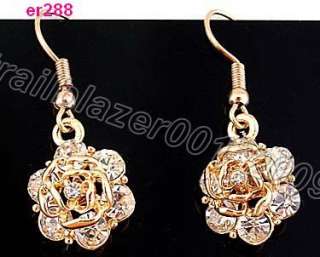 Ladys 14K plated rose flower zircon earring er288  