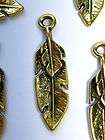 29 x 8mm Antiqued Gold Plated Feather / Leaf Charms