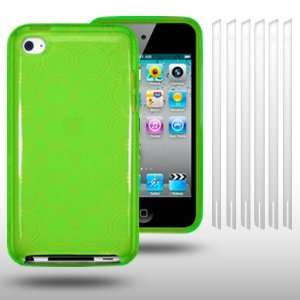  IPOD TOUCH 4 GREEN GEL COVER CASE WITH 6 SCREEN PROTECTORS 