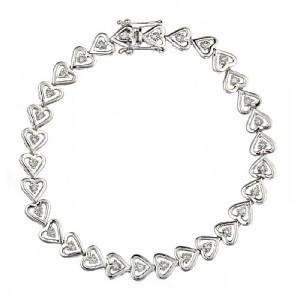 Carat Diamond Heart Link Bracelet 14k White Gold 7  