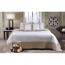 Brentwood Ivory/ Taupe King size Quilted Bedspread Set  