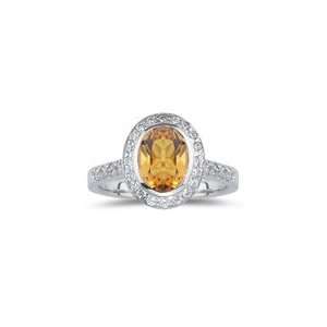  0.66 Ct Diamond & 1.52 Cts Citrine Ring in 18K White Gold 