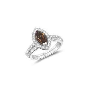  1.07 Cts Brown & White Diamond Ring in 14K White Gold 5.0 