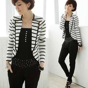 20516 Ladies Womens Fashion Office Lady Stripe Slim Suit Jacket Blazer 