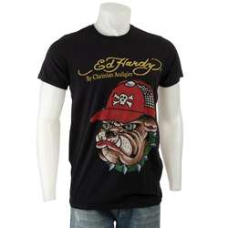 Ed Hardy Mens Black Bulldog T shirt  