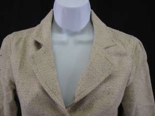   gaines beige tweed 3 4 sleeve blazer jacket in a size extra small this