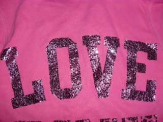   LOVE PINK Leopard BLING Hoodie Neon Crystal Sweatshirt NWT S  