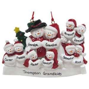  Snow Family of 10 with Tree Christmas Ornament