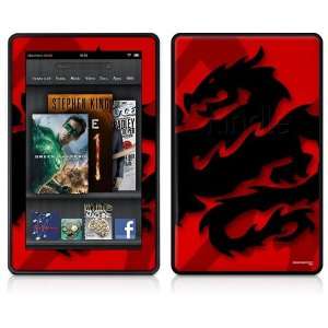   Kindle Fire Skin   Oriental Dragon Black on Red 
