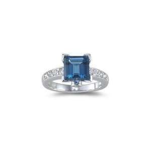  0.37 Cts Diamond & 2.70 Cts London Blue Topaz Ring in 14K 