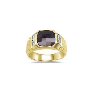  0.06 Cts Diamond & Onyx Mens Ring in 14K Yellow Gold 8.5 