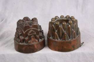   LOT OF 2 ANTIQUE VICTORIAN COPPER MOLDS JELLY / ASPIC / PUDDING / CAKE