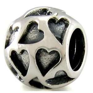   Sterling Silver Lovely Heart Ball Bead fits European Charm Bracelet