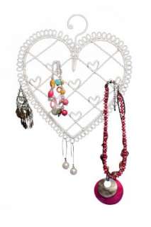Shabby Chic Cream Heart Jewellery Necklace Hanger Hooks  
