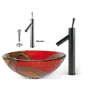   Snake glass vessel sink with Chrome Bruno Faucet