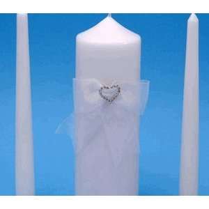    White Heart Unity Candle with Taper Candles