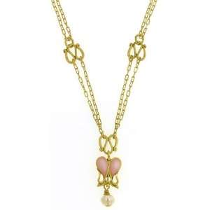  Pink Iris Enamel Baroque Pearl Necklace Jewelry
